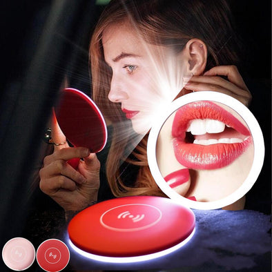 Compact LED Makeup Mirror Wireless Charger