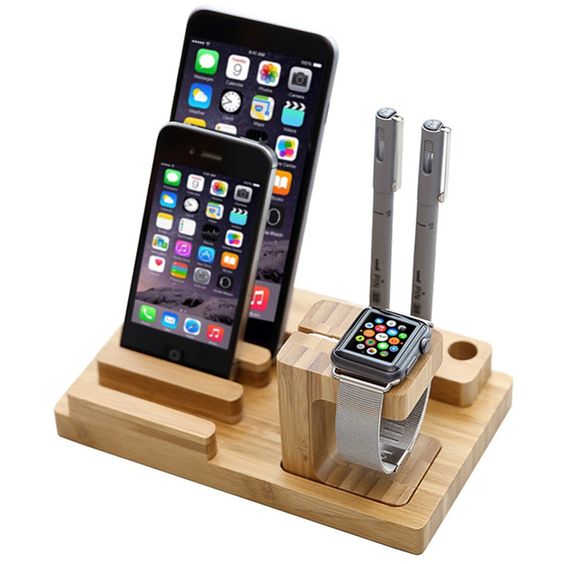 Apple Bamboo Charging Dock-bamboo charging station ipad iphone apple watch devices-The Exceptional Store