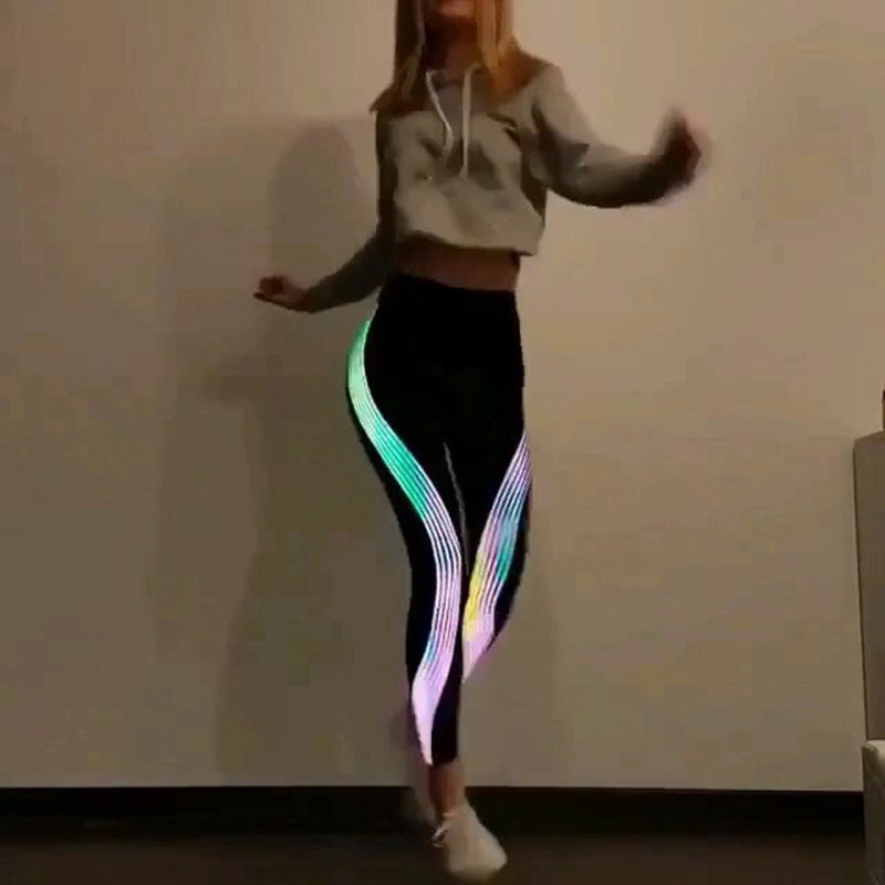Glowing Rainbow Reflective Leggings-women tights-The Exceptional Store