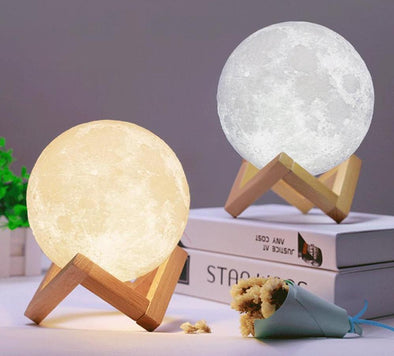 3D Night Light Moon Lamp-yellow and white moon with stand-The Exceptional Store