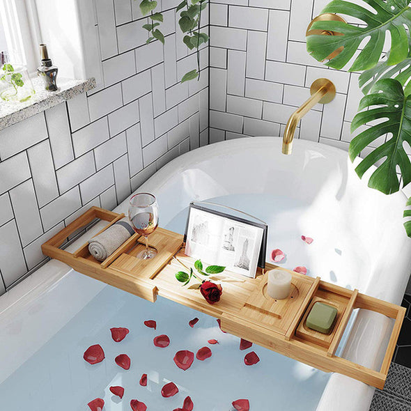 Bamboo Bath Tray-bathtub bridge spa women wine relax bubble bathe caddy diy spa day me time-The Exceptional Store