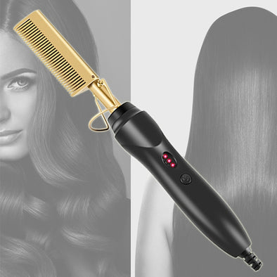 Electric Heated Hair Styling Comb-hot comb, hair styling, curling iron, flat iron, hair straightener, beard comb, men's hair, women's hair, curly hair, straight hair, coarse hair, fine hair -The Exceptional Store