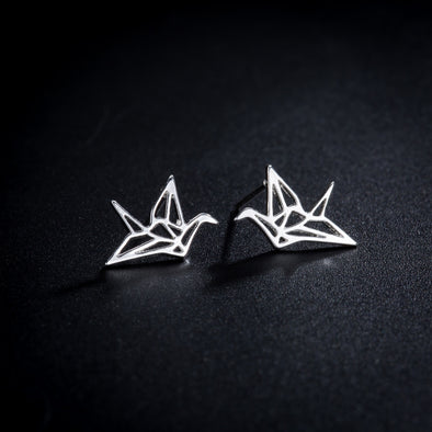 Origami Crane Earrings-women's jewelry womens earrings gold silver rose gold-The Exceptional Store 