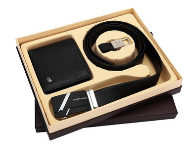 Luxury Genuine Leather Set-mens fashion men's belt wallet key ring gift set-The Exceptional Store